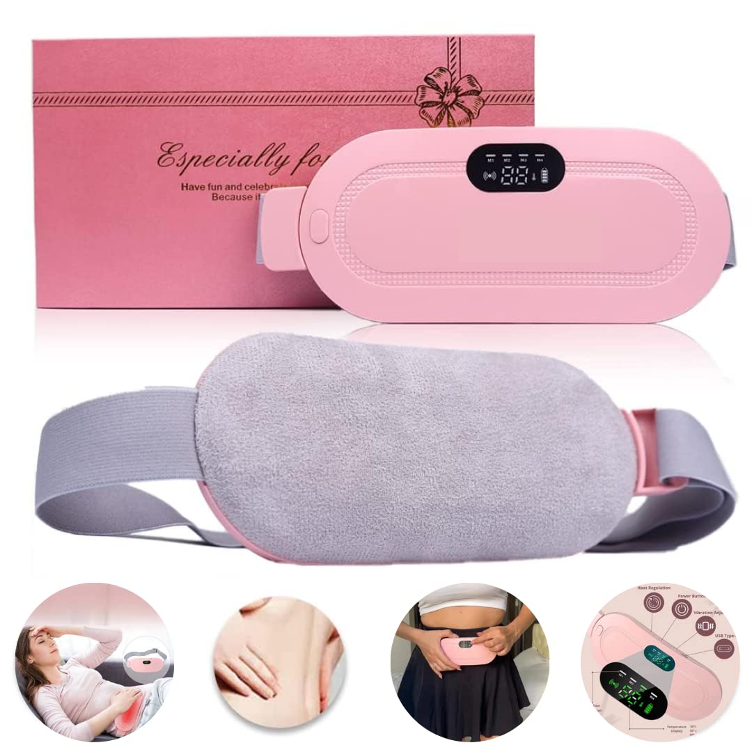 Digital Period Heating Pad & Vibrating Belt | 3 Heat Levels, 4 Massage Modes | Fast Relief for Menstrual Cramps