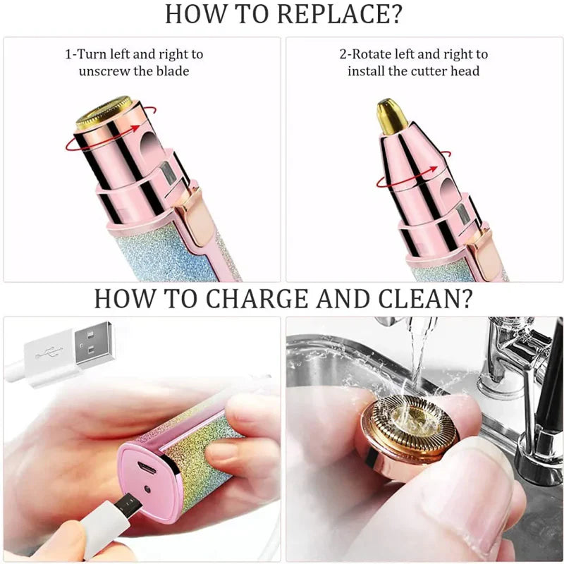 2 In 1 Rechargeable Flawless Eyebrow & Facial Hair Remover