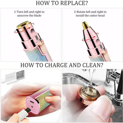 2 In 1 Rechargeable Flawless Eyebrow & Facial Hair Remover