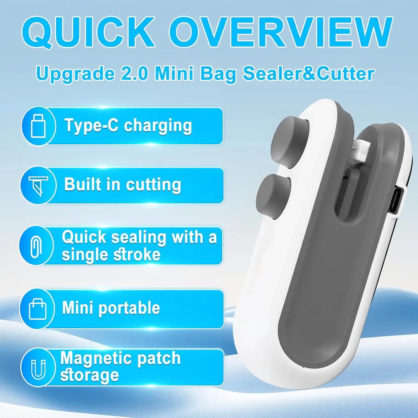 Rechargeable Mini portable Sealing Machine for Food, Snacks, Chips & Plastic Bags Mini Seal Machine Sealer Packaging Tool Portable