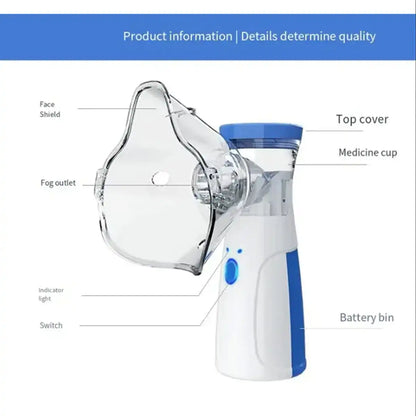 Mini Mesh Nebulizer Machine For Adults & Kids - Portable Nebulizer - Soundless Nebulizer for Effective Treatment- Compressor Nebulizer - Mini Inhaler Machine
