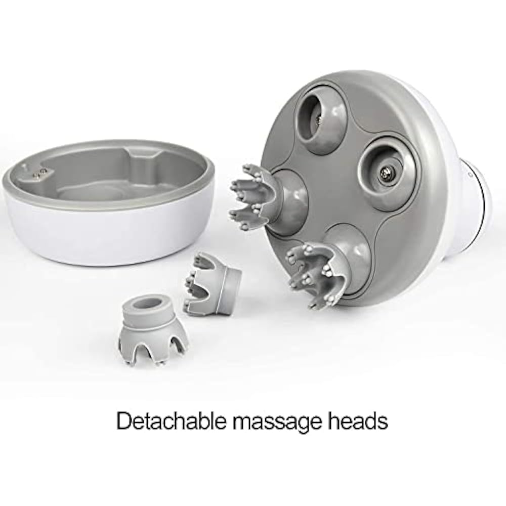 Electric Scalp Head & Back Massager, Cordless Hair Massage Waterproof Head Massager With 4 Heads 84 Nodes For Hair Growth, Stress Relief & Deep Clean, Gifts For Men Women, White