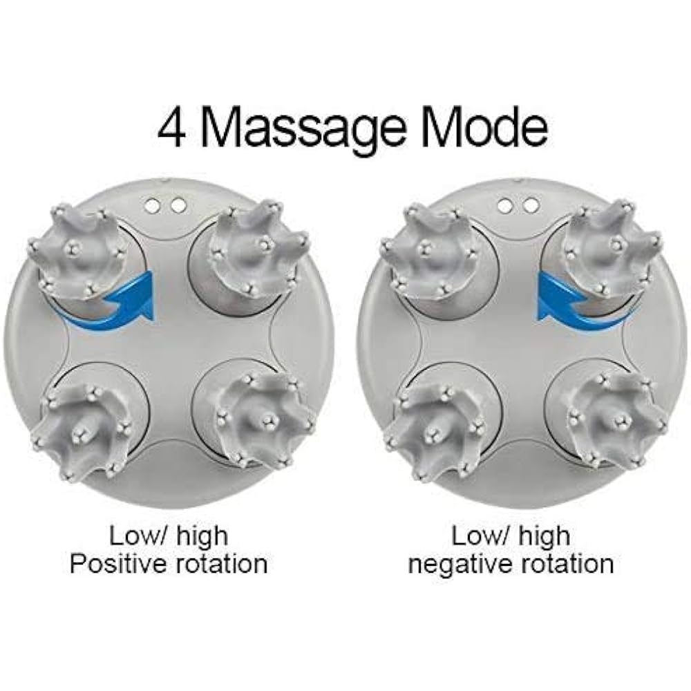 Electric Scalp Head & Back Massager, Cordless Hair Massage Waterproof Head Massager With 4 Heads 84 Nodes For Hair Growth, Stress Relief & Deep Clean, Gifts For Men Women, White