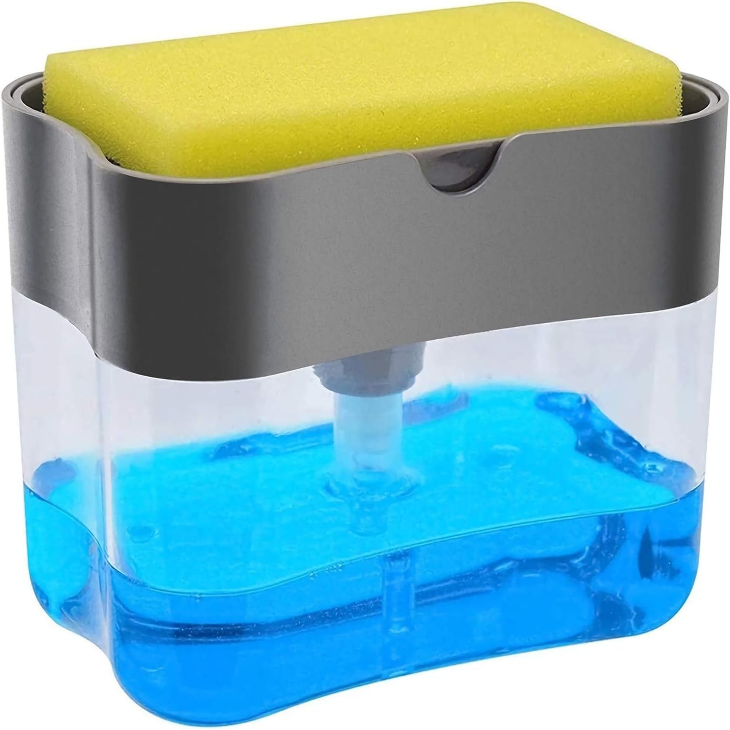 Soap Dispenser, Soap Pump Sponge Caddy, New 2-in-1 Manual Press Liquid Soap Dispenser Sponge Holder, Soap Dispenser for Kitchen