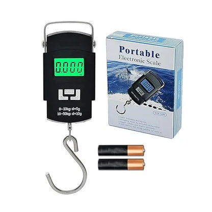 (5gram - 50KG) Digital Luggage Weight Hanging Scale | Travel Portable Weighing Machine for Bags & Fishing (2 Cell Included)
