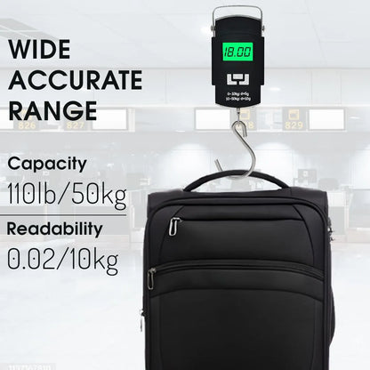 (5gram - 50KG) Digital Luggage Weight Hanging Scale | Travel Portable Weighing Machine for Bags & Fishing (2 Cell Included)