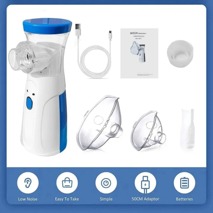 Mini Mesh Nebulizer Machine For Adults & Kids - Portable Nebulizer - Soundless Nebulizer for Effective Treatment- Compressor Nebulizer - Mini Inhaler Machine