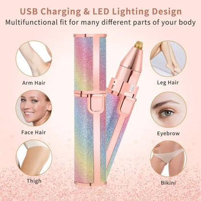 2 In 1 Rechargeable Flawless Eyebrow & Facial Hair Remover