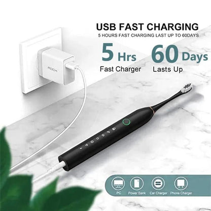 6 Modes Sonic Electric Toothbrush Smart Timer Rechargeable Whitening Tooth brush
