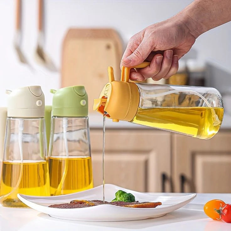 2 In 1 Oil Spray Glass Jug - 450ML