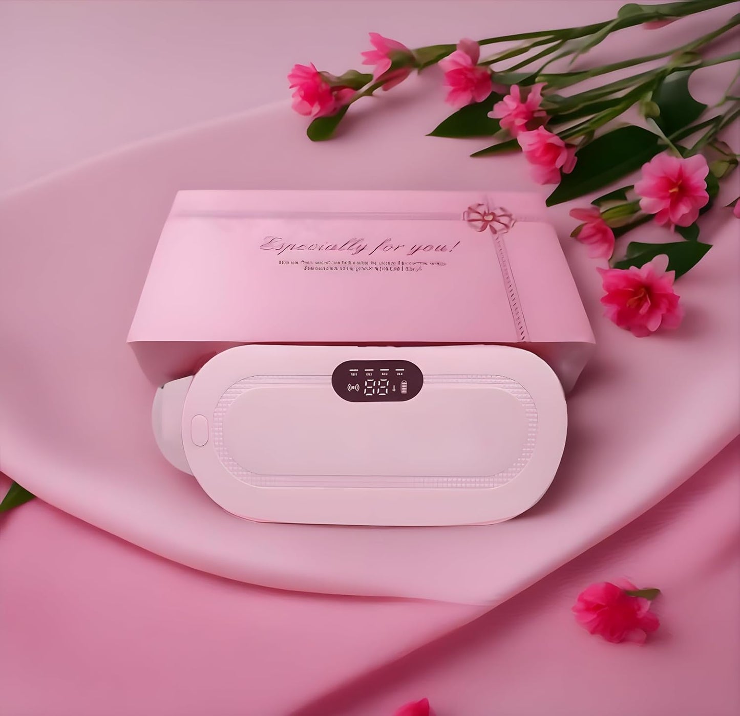Digital Period Heating Pad & Vibrating Belt | 3 Heat Levels, 4 Massage Modes | Fast Relief for Menstrual Cramps