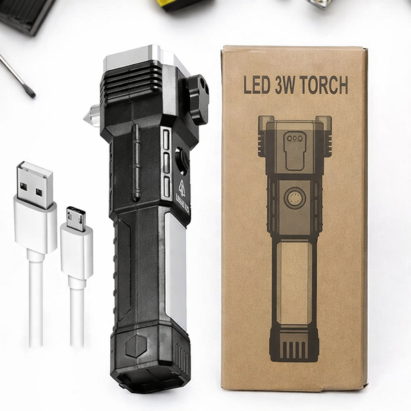 3w Led Torch Light - Durable Plastic, Cool White Beam