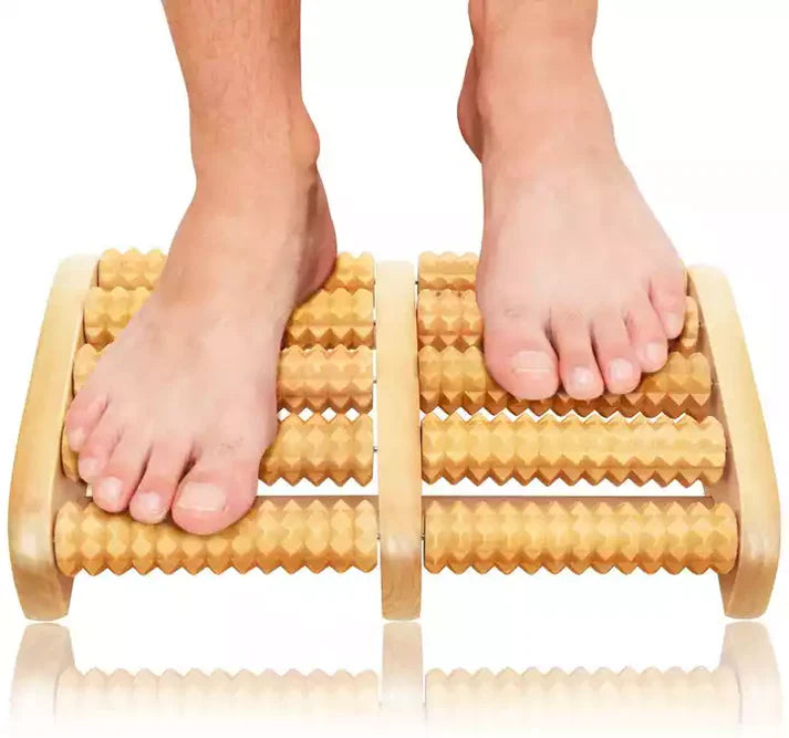 Wooden Foot Roller Massager | Manual Reflexology Therapy Tool for Pain Relief, Stress Relaxation & Foot Care