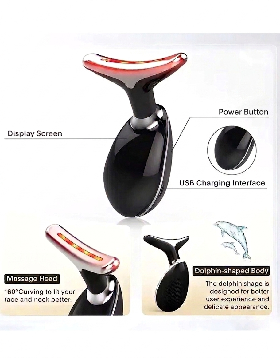 Rechargeable LED Facial Massager for Face & Neck - Vibrating Massager