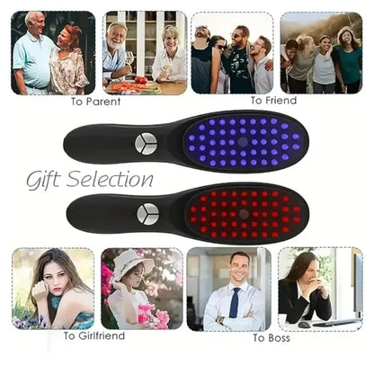 Unisex Electric Hair Growth Comb with Red and Blue LED Light Therapy, Rechargeable Steam Spray Hair Hydration