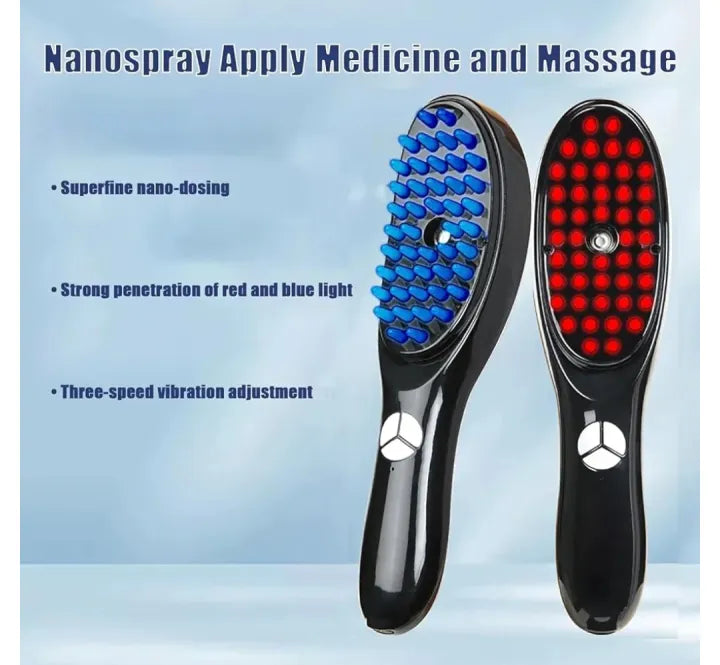 Unisex Electric Hair Growth Comb with Red and Blue LED Light Therapy, Rechargeable Steam Spray Hair Hydration