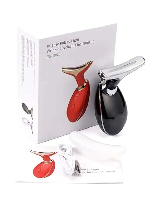Rechargeable LED Facial Massager for Face & Neck - Vibrating Massager (7 Lights)