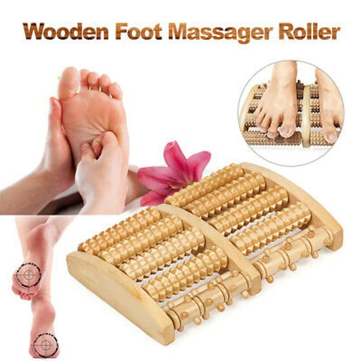 Wooden Foot Roller Massager | Manual Reflexology Therapy Tool for Pain Relief, Stress Relaxation & Foot Care