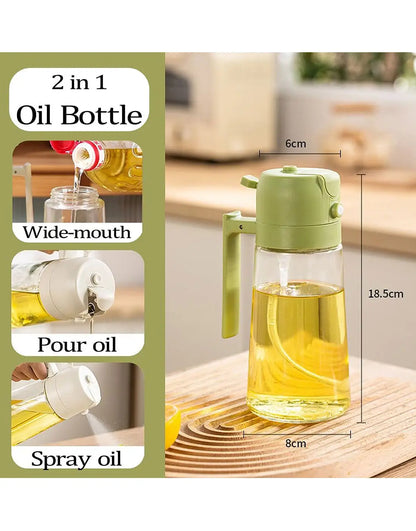 2 In 1 Oil Spray Glass Jug - 450ML
