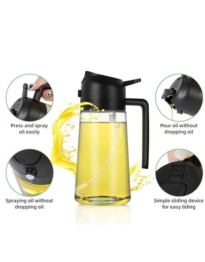 2 In 1 Oil Spray Glass Jug - 450ML